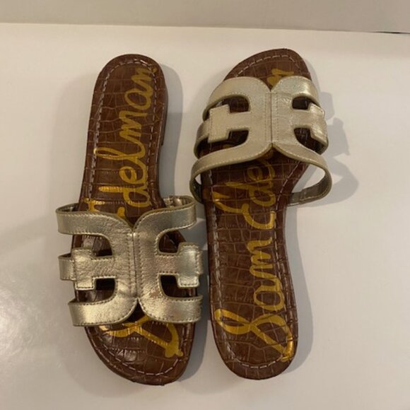 Sam Edelman Gold slide sandals Size 7.5 - Picture 1 of 8